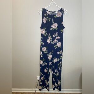 Nine Britton stitch fix Mona knit wide legs women’s navy floral size L jumpsuit